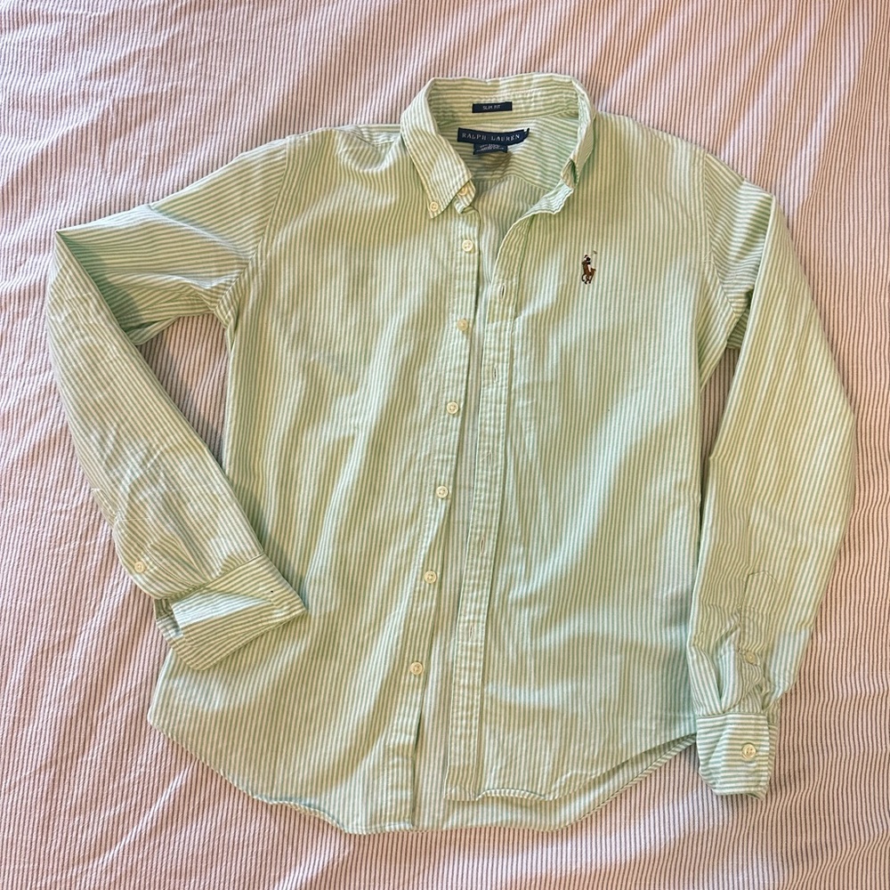 Ralph Lauren Women’s Green Striped Shirt